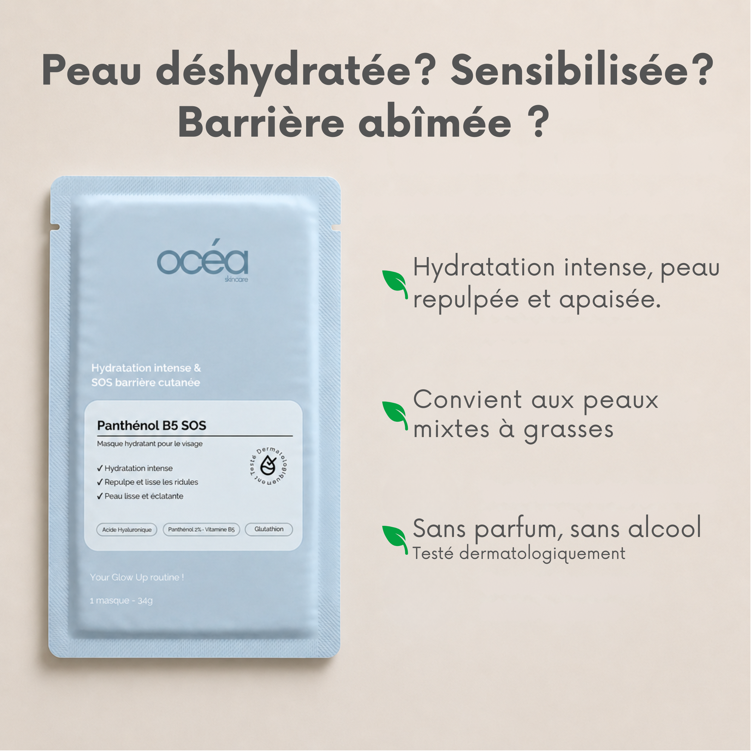 Boite de 5 masques hydrogel - Panthénol B5 SOS