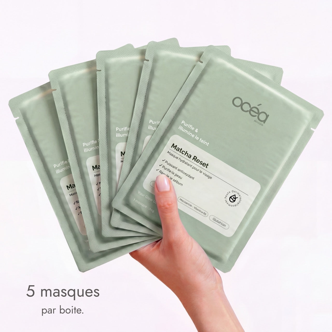 Boite de 5 masques hydrogel - Matcha Reset