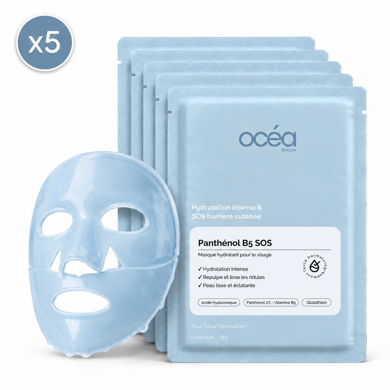 Boite de 5 masques hydrogel - Panthénol B5 SOS